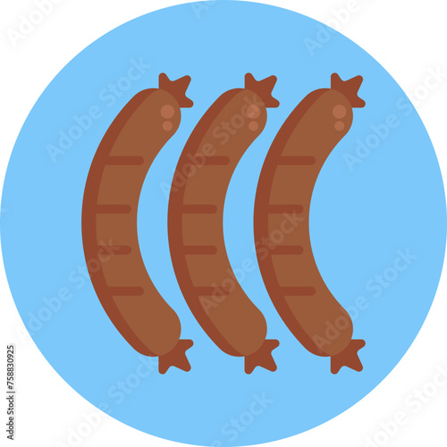 This icon showcases a pair of succulent sausages sizzling on the grill, capturing the essence of barbecue flavors and the joy of outdoor cooking.
