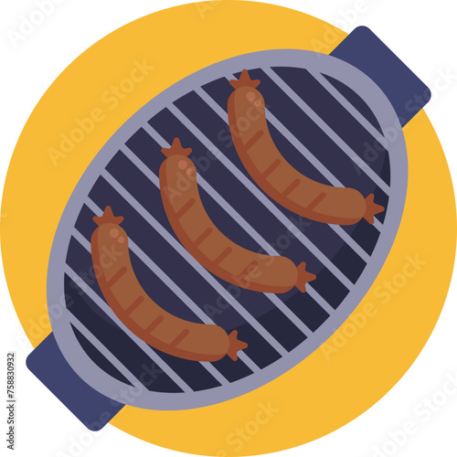 This icon in the Barbecue category epitomizes the art of sausage grilling, featuring perfectly charred sausages over open flames.