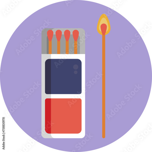 A minimalist depiction of a matchstick with a tiny flame at its tip, conveying the concept of starting a fire for a barbecue.