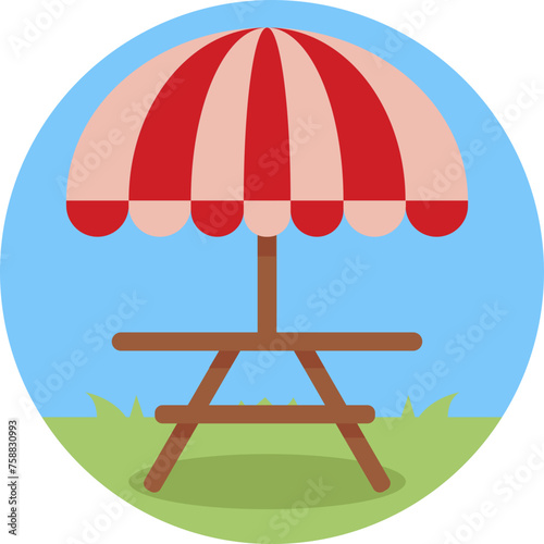 The umbrella icon within the barbecue category serves as a reminder of the importance of shelter when cooking outdoors.