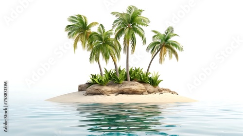 3d render small island isolated white background