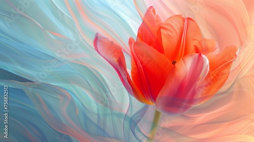 Single tulip flower head. Floral abstract background © vannet