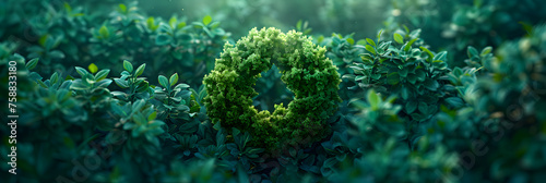It is the concept of eternity endless and unlimited, 3D Render of Clover And Tropical Leaves Forming Wreath Against Dark Background With Copy Space