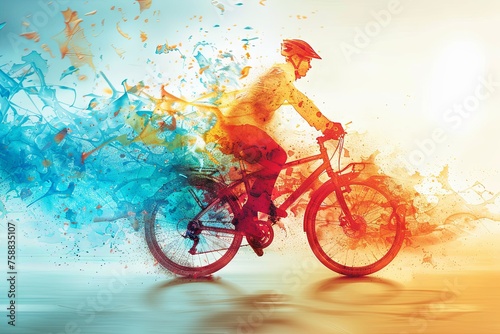 World Bicycle Day, abstract illustration poster idea © Izanbar MagicAI Art