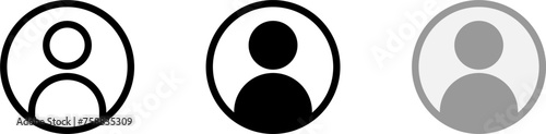 Generic Anonymous Social Media Web User Account Profile Avatar Image Symbol Icon Set. Vector Image.	