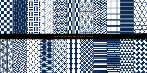 編集可能な日本の伝統的な装飾和柄22点セット