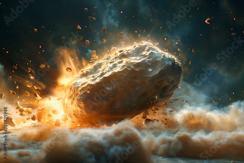 Massive Rock Exploding in the Air photo