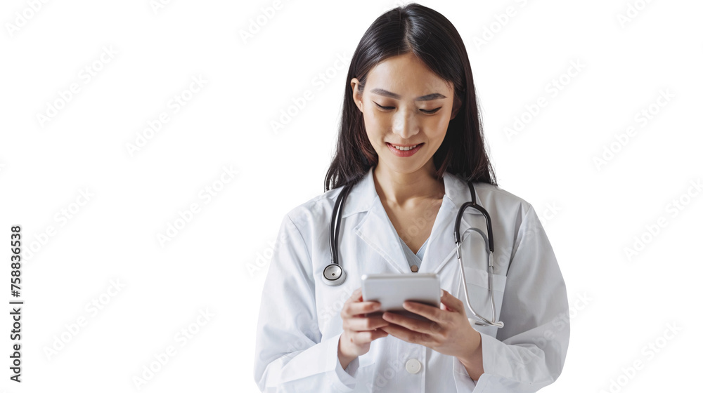 Smiling female doctor with stethoscope in hospital uniform Smiling female doctor with stethoscope in hospital uniform