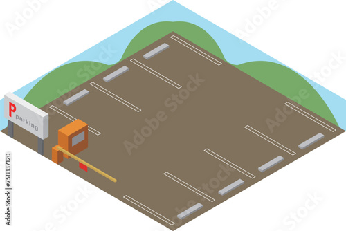 アイソメトリックのイラスト_駐車場