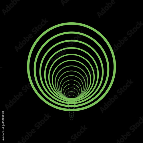 Grüne Kreise - Spirale auf schwarzem Hintergrund photo
