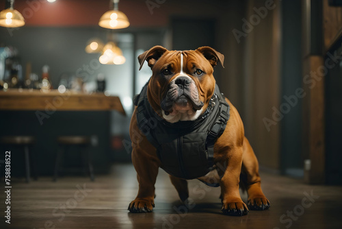 english bulldog sitting on the floor with sad and confussed expresstion 
