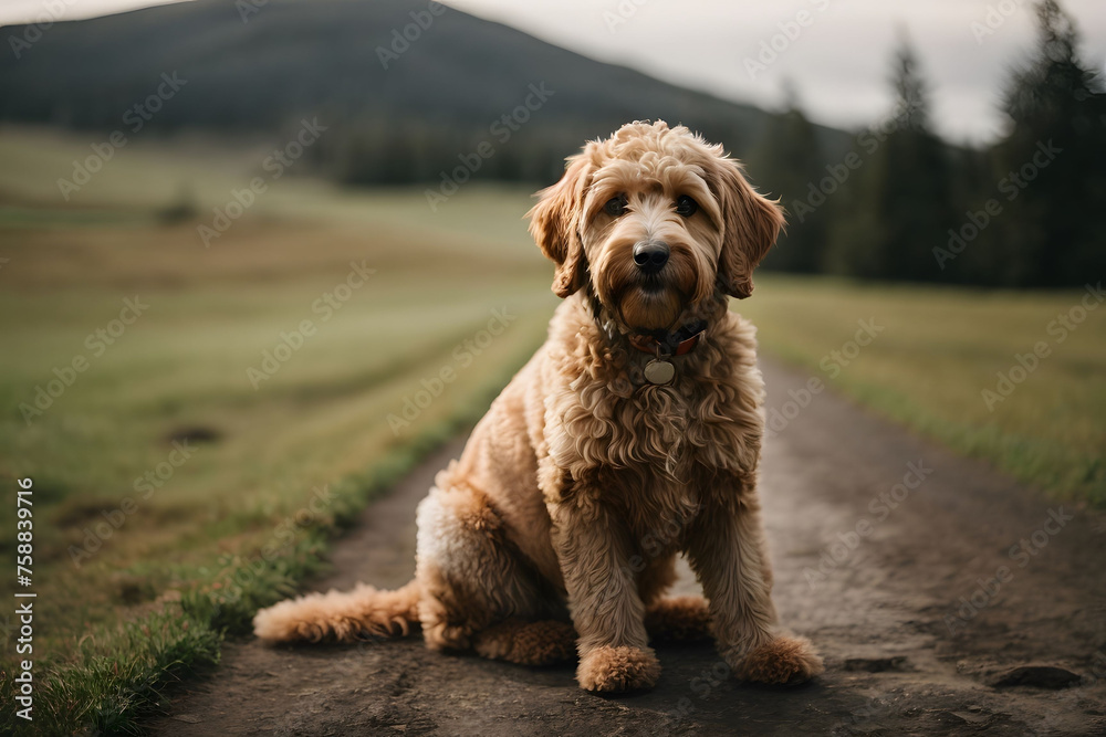 Labradoodle with Natural Backdrop: Tranquility in Every Pawstep Labradoodle with Natural Backdrop: Tranquility in Every Pawstep