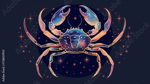 Zodiac sign Cancer. Astrological horoscope symbol, isolated images © vannet