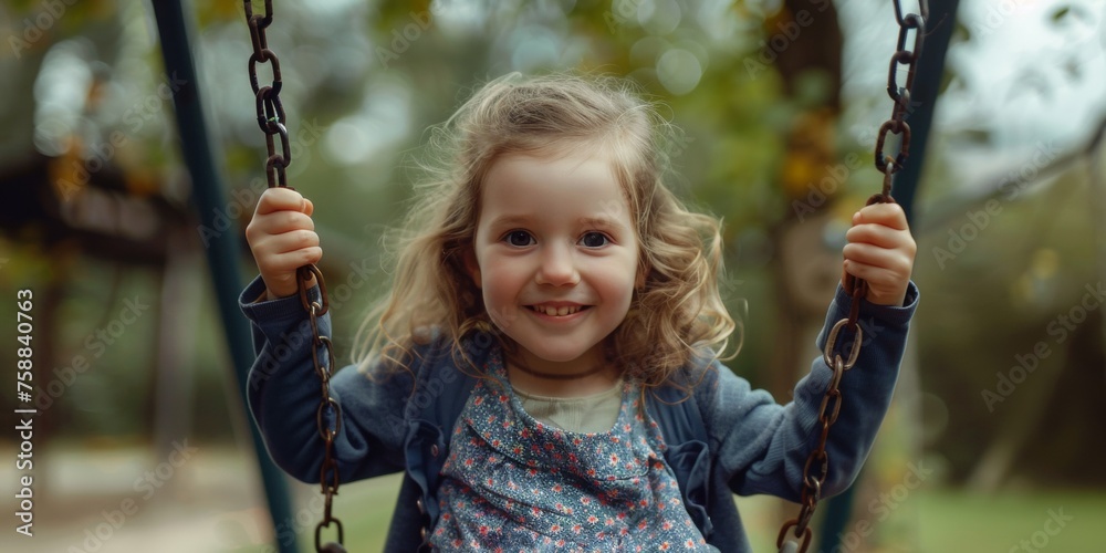 child swinging on a swing in the park Generative AI