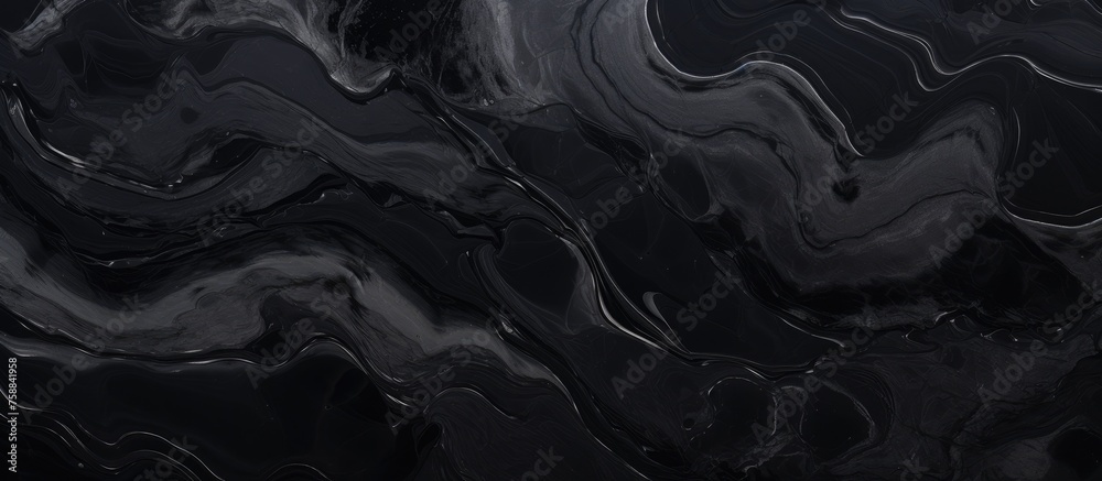 Black marbling texture featuring abundant contrasting veins for versatile use in design. - obrazy, fototapety, plakaty 