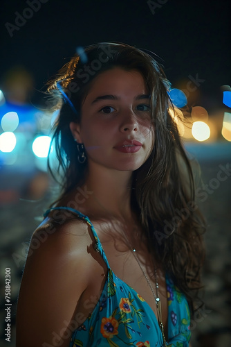 Beautiful woman at a beach party