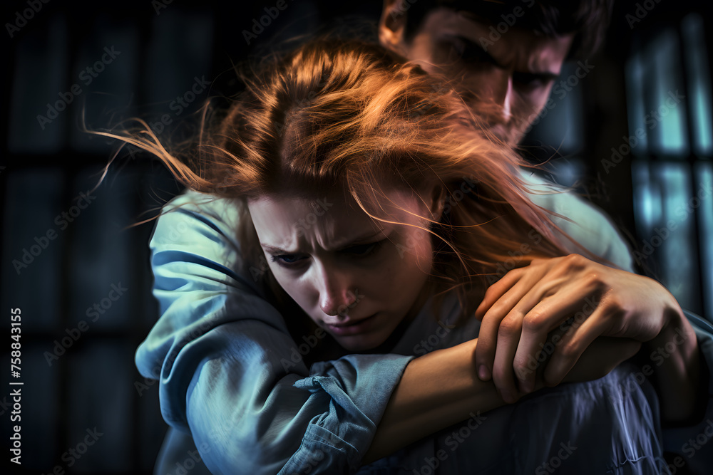 Man physically abusing his girlfriend, help victim of domestic violence, Human trafficking, stop physical abuse women concept Man physically abusing his girlfriend, help victim of domestic violence, Human trafficking, stop physical abuse women concept
