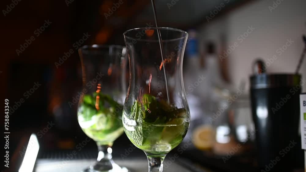 Making Mojito in a bar Making Mojito in a bar