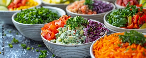 Radiant Selection of Salad Bowls: Packed with a Diversity of Fresh Vegetables, Perfect for Nutritional Wellness.