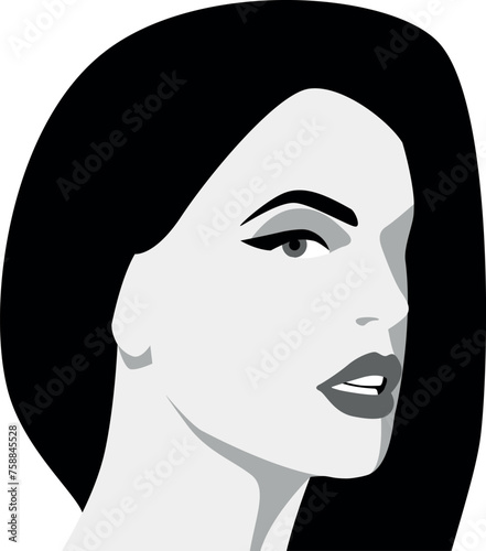 illustration of a woman in black and white style