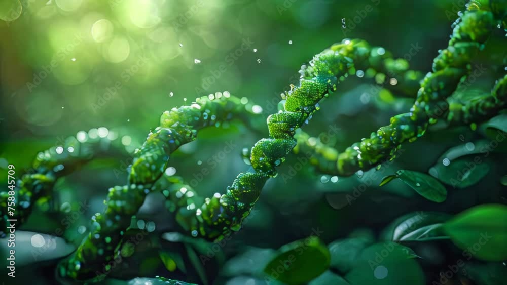 DNA strand in the green garden. Biotechnology and biotechnology concept DNA strand in the green garden. Biotechnology and biotechnology concept