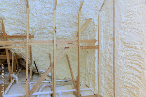 Quadro su tela Use of thermal foam insulation to insulate new house under roof of new residence