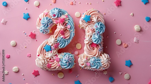 a cake shaped like number 21