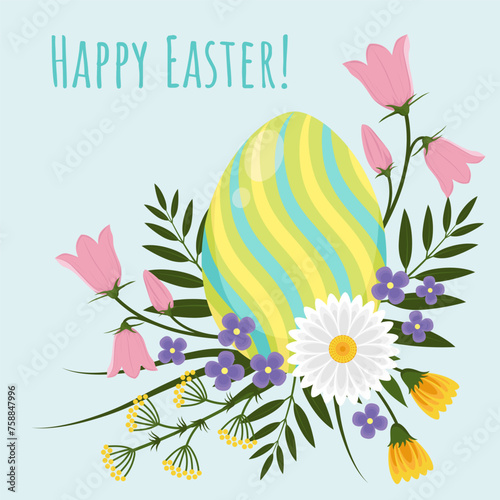 Easter egg with flowers.