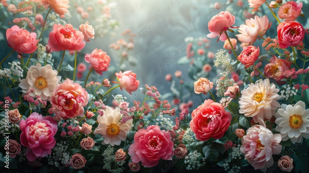 a pure white background bordered by an ultra-thin edge adorned with zoomed-out peony and rose flowers, providing ample space for text. a pure white background bordered by an ultra-thin edge adorned with zoomed-out peony and rose flowers, providing ample space for text.