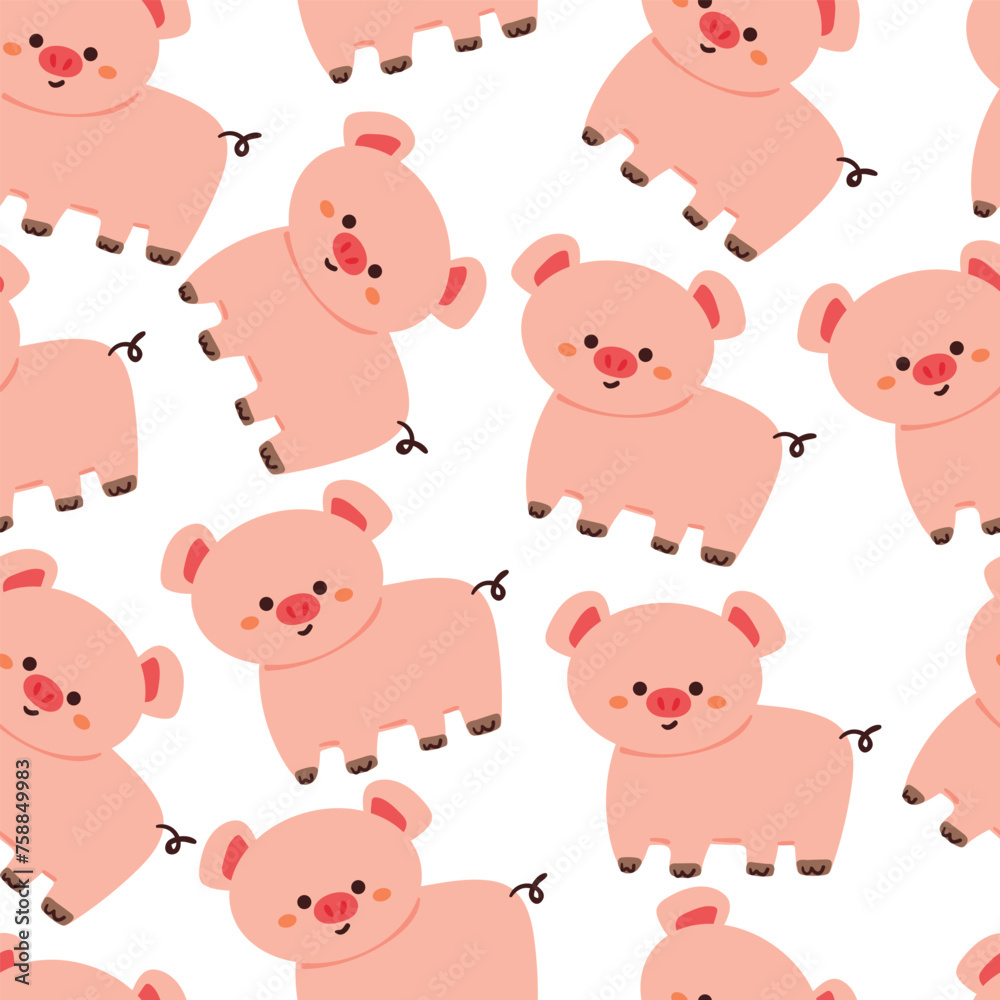 seamless pattern cartoon pigs. cute animal wallpaper illustration for gift wrap paper