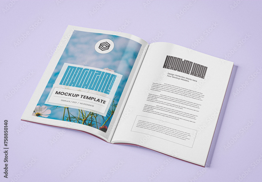 Realistic Opened Magazine Mockup Stock Template | Adobe Stock