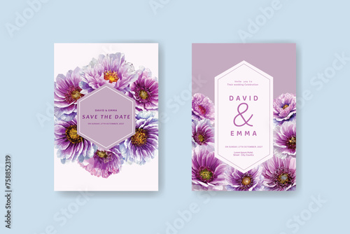 Vector charming set of invitation cards with flowers elements . Wedding elegant collection,  Save the date