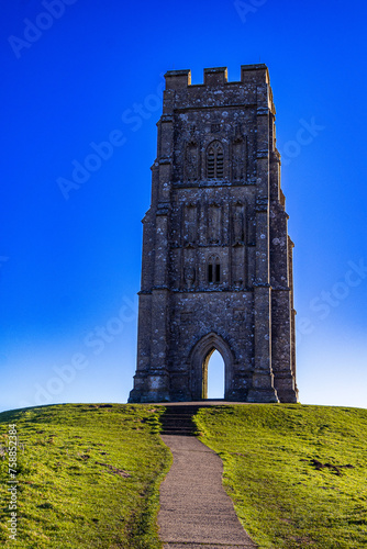 Drone Captures Breathtaking Sunrise with Mist at Glastonbury Tor - A Spectacular View from Somerset's Iconic Landmark