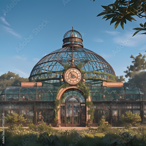 Vibrant Garden Paradise - A Sunlit Geodesic Dome Greenhouse