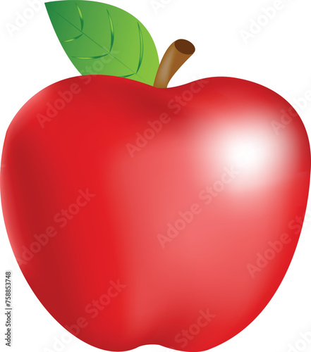 Red apple. Flat design vector illustration of red apple