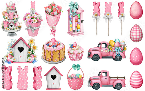 Photography Watercolor hand drawn easter goodies
