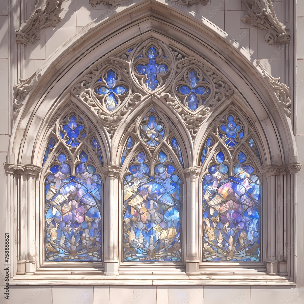 Stunning Close-Up of a Gothic Window with Intricate Stone Work