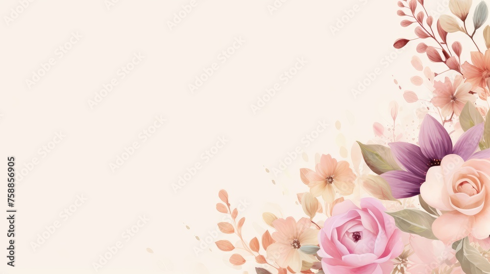 Elegant Watercolor Flowers in Soft Pastel Shades on a Delicate Background Elegant Watercolor Flowers in Soft Pastel Shades on a Delicate Background