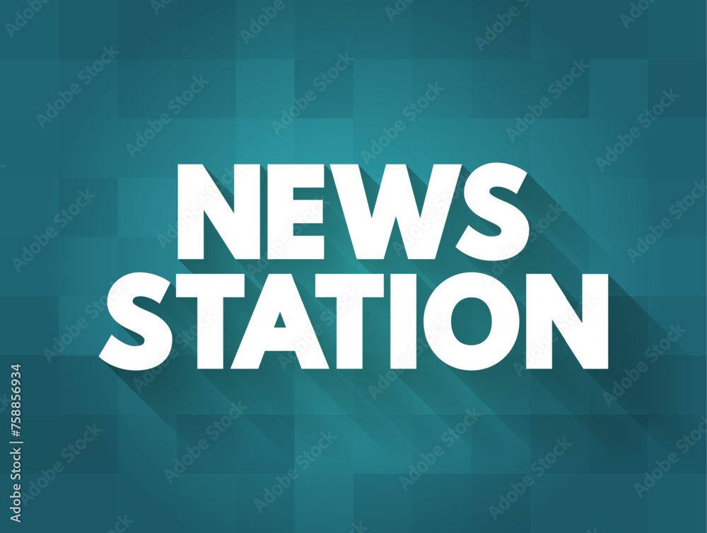 News Station - television or radio station which produces and broadcasts news, text concept background