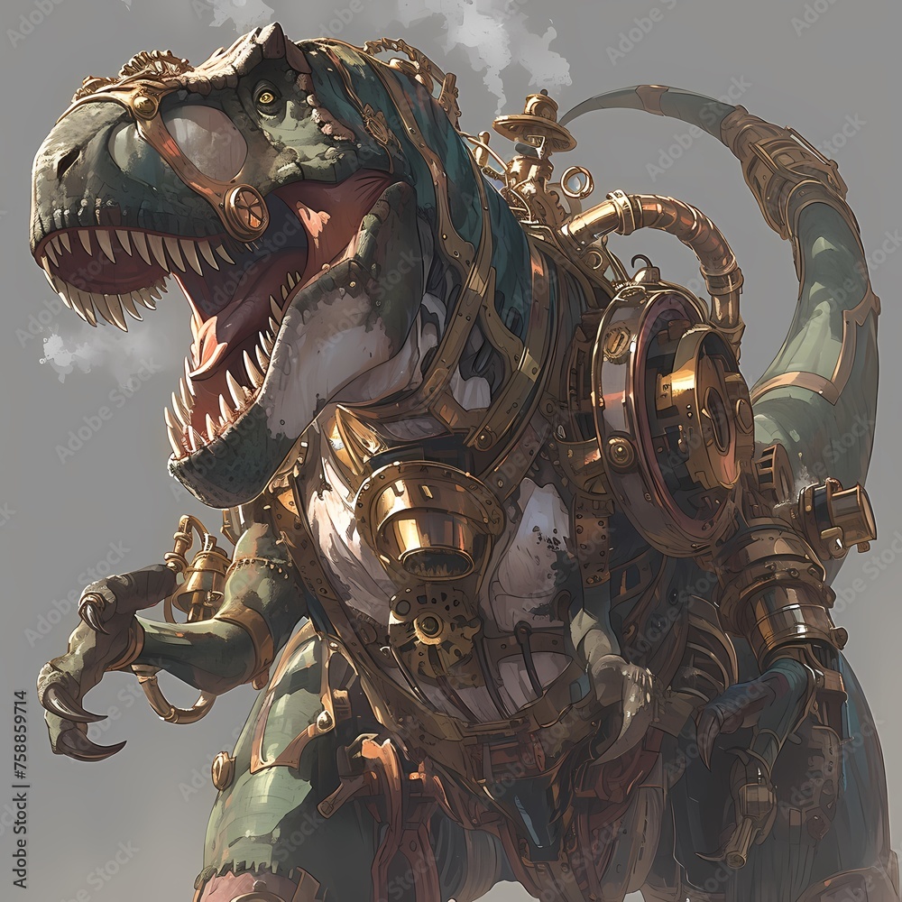 A Steampunk Tyrannosaurus Rex Takes Center Stage: A Mesmerizing Fusion of Past and Future