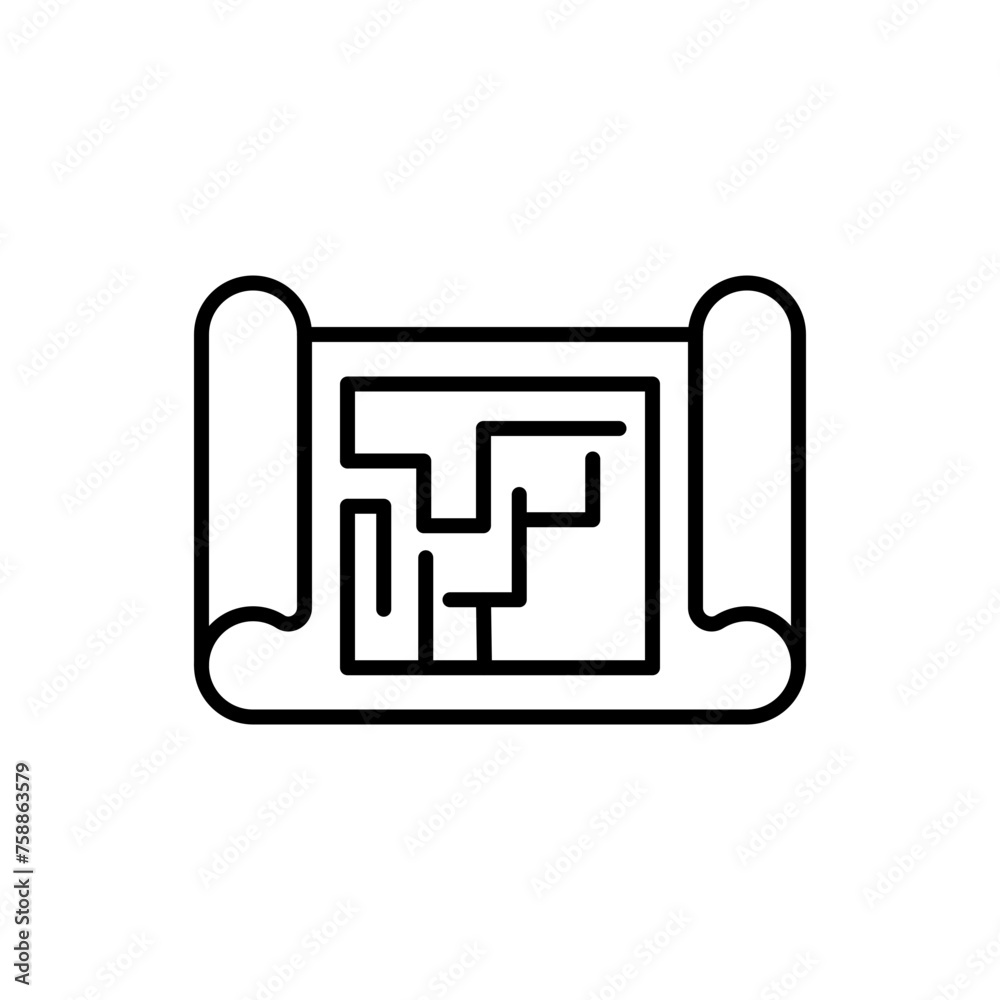 Maze outline icons, minimalist vector illustration ,simple transparent graphic element .Isolated on white background