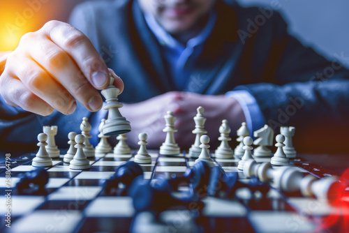 Strategic Focus, Man playing chess, Mental Sharpness photo
