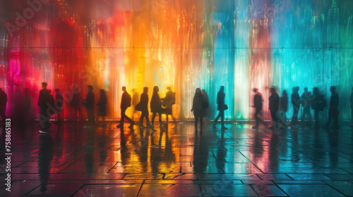 Colorful Abstract, Crowd silhouette, Vibrant Community