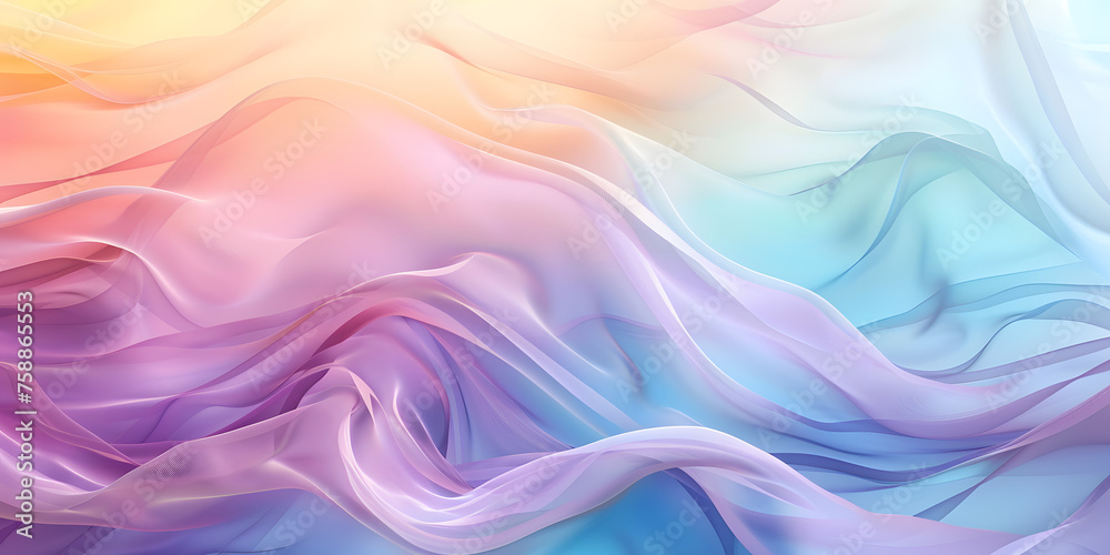 Obraz premium Abstract silk waves in a gradient of pastel colors, soft and flowing background