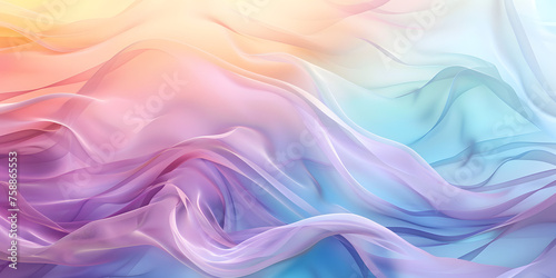 Abstract silk waves in a gradient of pastel colors, soft and flowing background