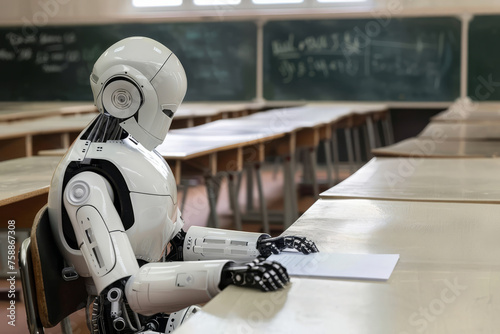 Robot takes an exam in a class