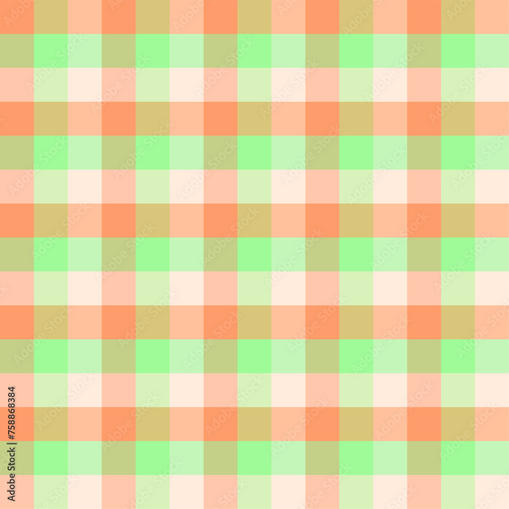 Seamless checkered pattern in orange and green colours. Creative vibrant trendy tartan background design for kids. Abstract trendy gingham plaid. Seamless checkered pattern in orange and green colours. Creative vibrant trendy tartan background design for kids. Abstract trendy gingham plaid.