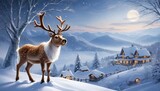 Christmas reindeer wallpaper, winter holidays