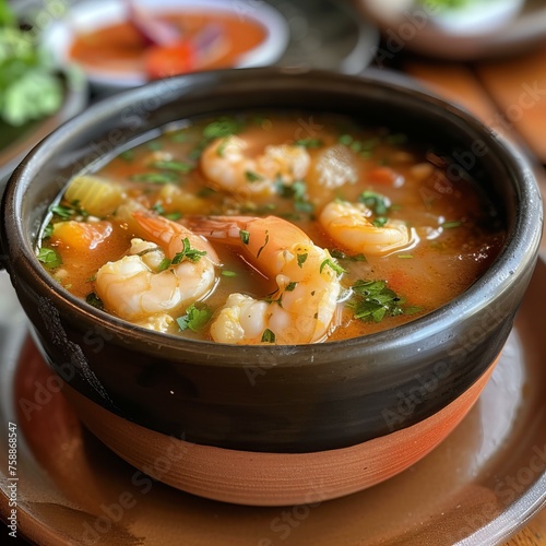 Chupe de camarones shrimp soup  photo