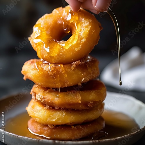 Picarones donuts with honey